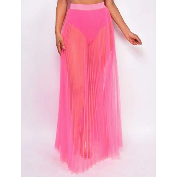 Sheer Pink Maxi Skirt With Attached Brief/ Panties - Size XL, NWOT - Picture 1 of 7